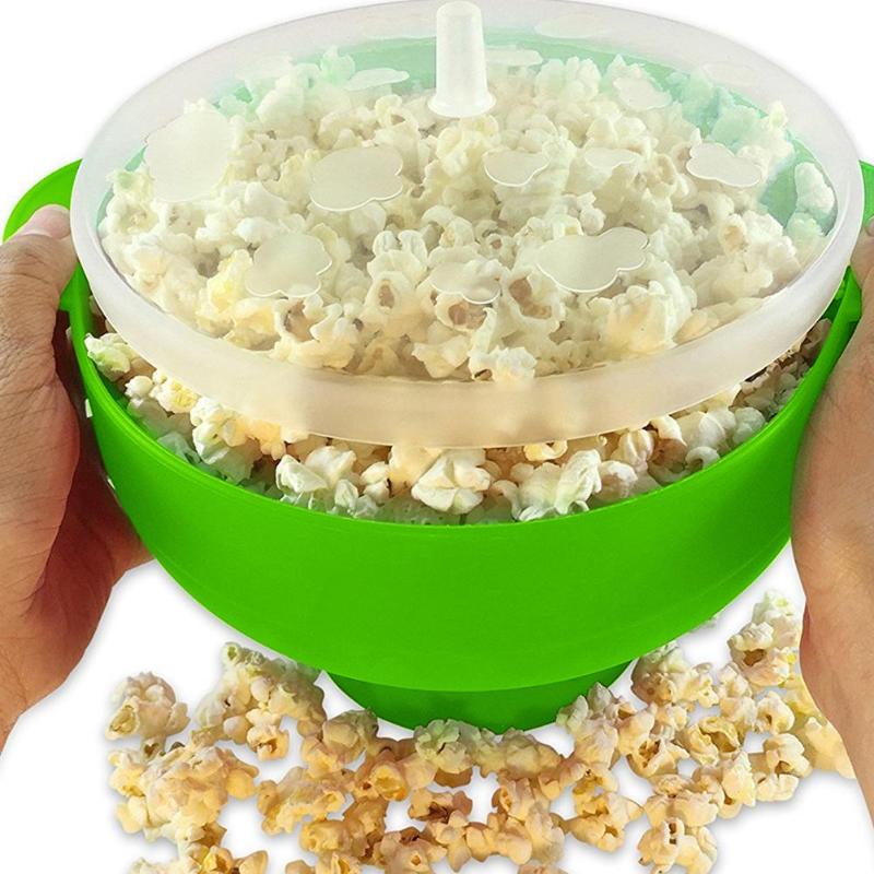 Recipiente de silicona para palomitas de maíz, recipiente para microondas, respetuoso con el medio ambiente, Bol tipo cubeta para aperitivos