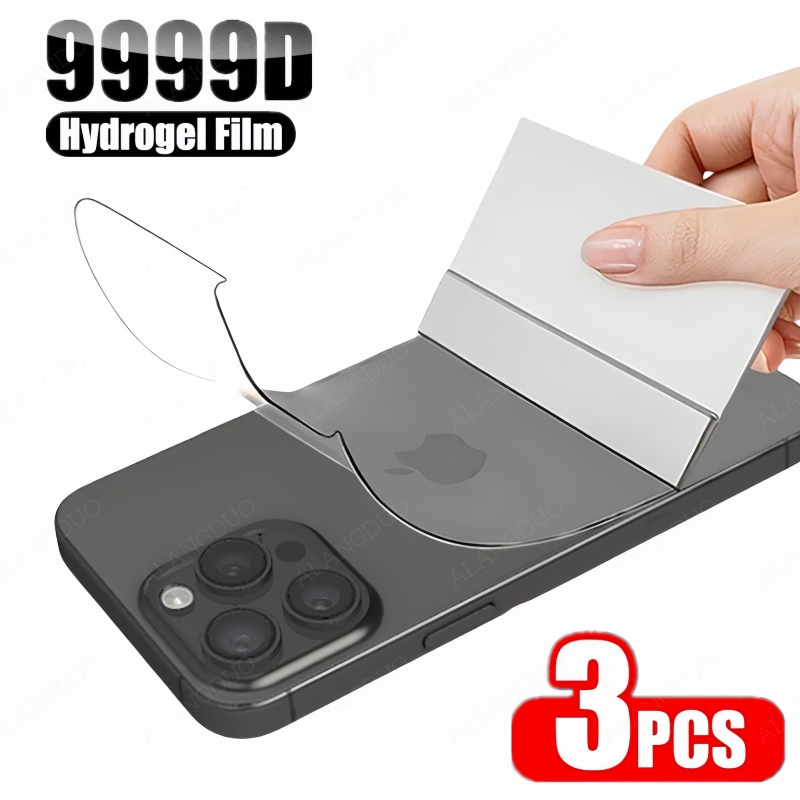3 uds película trasera de hidrogel para iPhone 16 Pro Max 15Pro 15Plus 14 13 Protector de pantalla impermeable para iPhone 15ProMax película suave trasera