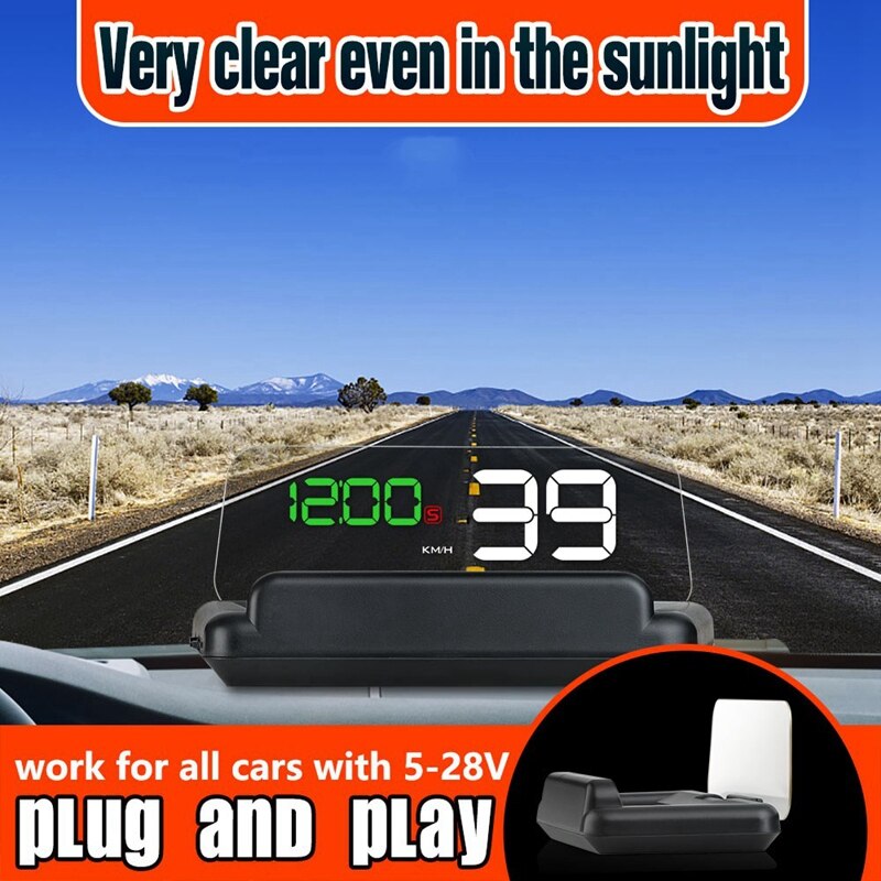 Universal Car Hud Head Up Display, 3.6 Inch 4K Hd Transparent Display Board Digital Speeeter Led Projector