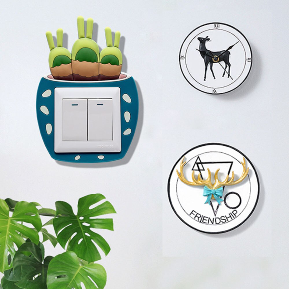 6pcs/set Cartoon 3D stickers Cactus Fluorescent Wall Stickers On-off Switch Stickers Kids Luminous Light Switch Home Decorations
