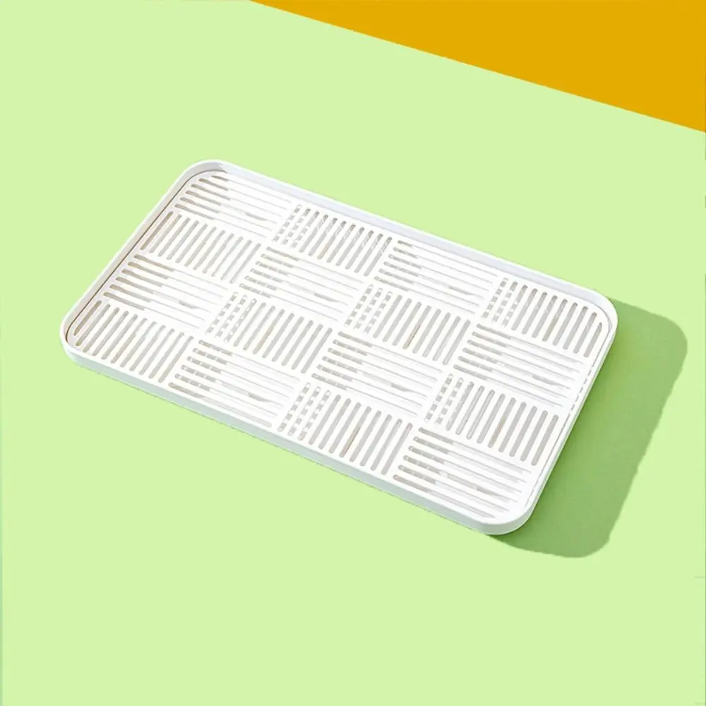 Detachable Tableware Drain Tray Double Layer Grids Dish Drainer Storage Tray Kitchen Accessory Easy Clean Dish Drainer: WHITE
