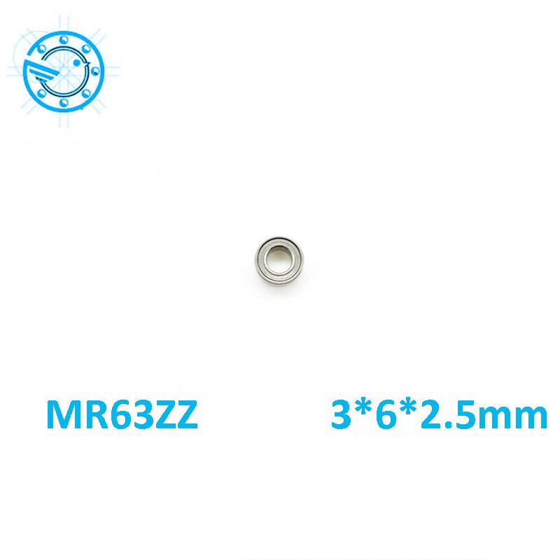 10 stks/partij MR63ZZ Miniatuur Kogellagers 3*6*2.5mm Kleine Dubbele Afgeschermde Miniatuur Metal Staal Lager Mini staal Rollager