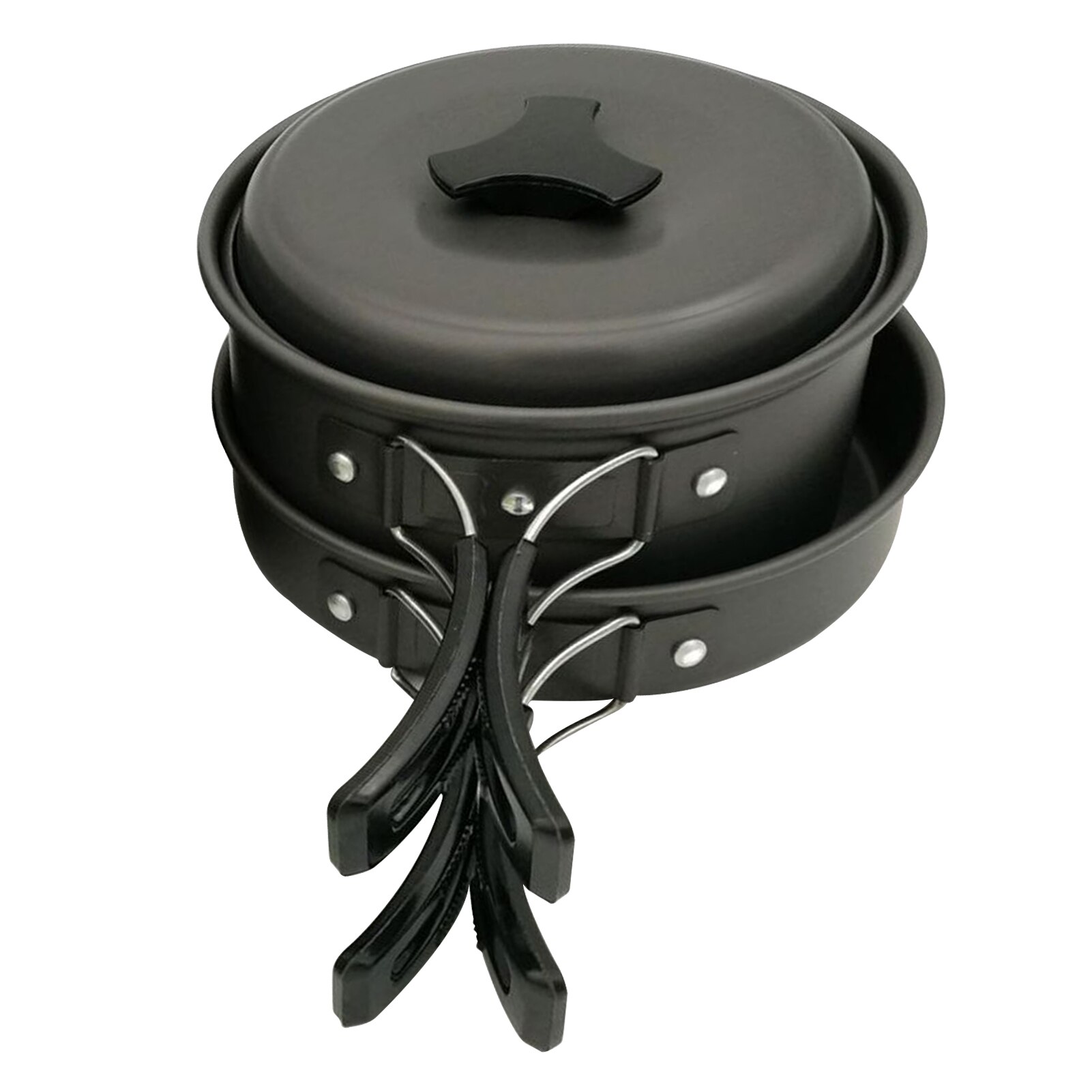 Camping Kookgerei Set Kampvuur Koken Gebruiksvoorwerpen Vouwen Kookset Draagbare Outdoor Wandelen Backpacken Pot Pan: Black