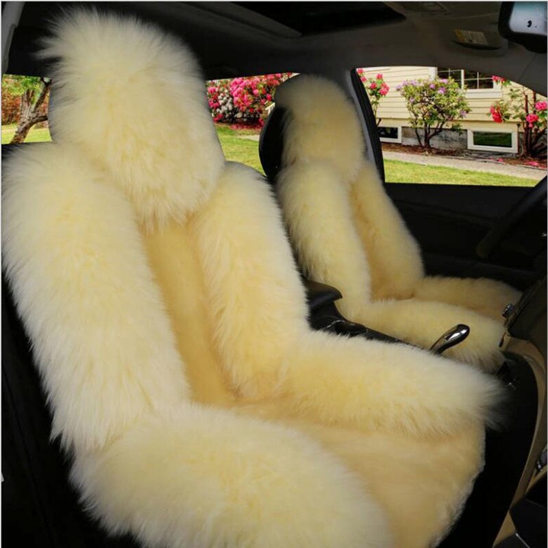 1 pièces 100% naturel fourrure australien en peau de mouton couverture de siège de voiture cheveux longs universel coussin siège de voiture protecteur fourrure housse de siège