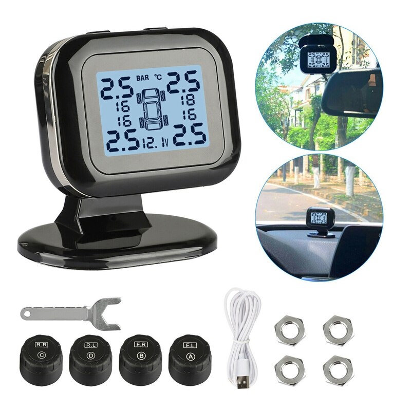 Q2 Car Wireless External TPMS Sensor USB Auto Tire... – Grandado