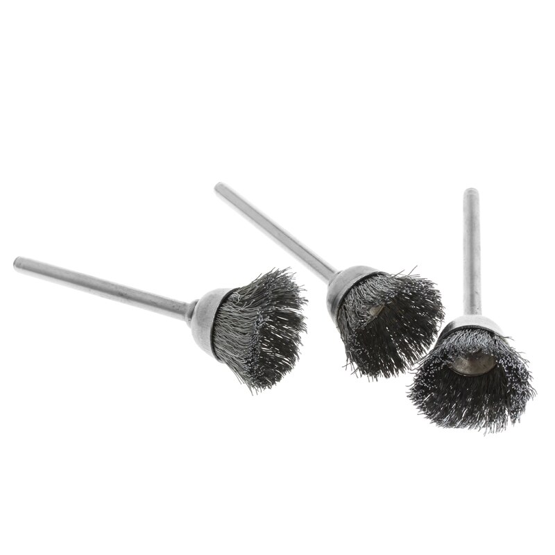 3Pcs Steel Wire Wheel Brush Head Abrasive Deburring Drilling Tools Bowl-shape 62KC