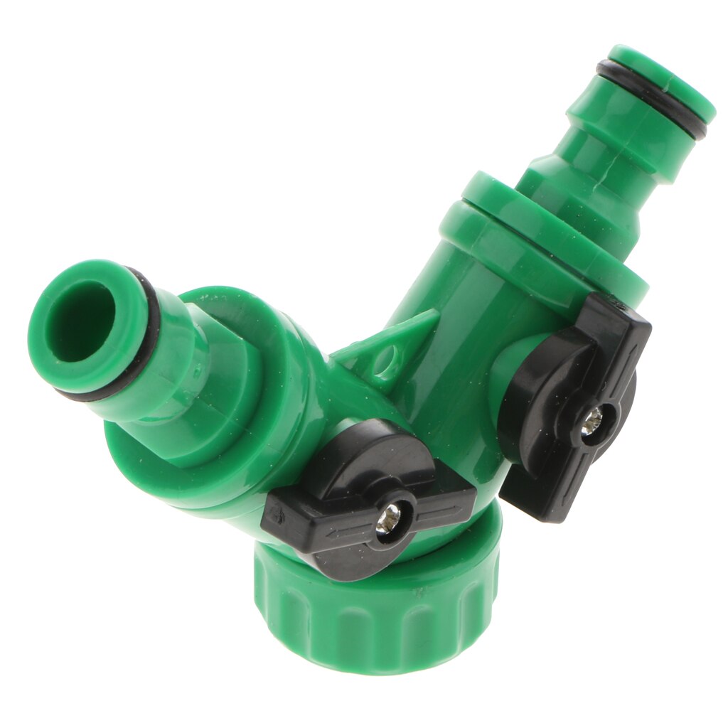 Garden 2-Way Y Adapter for Quick Connector w/ Switch on Irrigation Hose Pipe