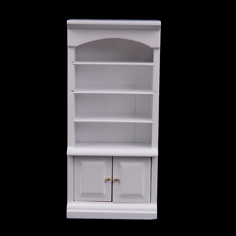 1Pc Wooden Furniture Modern White Doll House Wooden Living Room Book Cabinet bookshelf Cabinet Wardrobe 1:12 Dollhouse