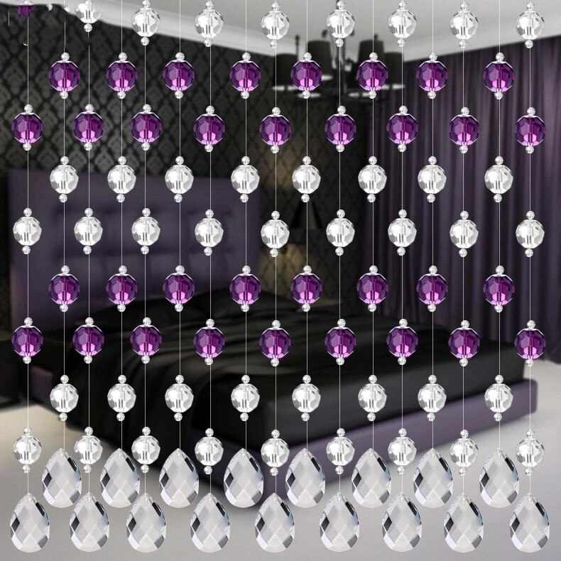 20 meter 8 farve bryllupsfest boligdekorationer arylglas krystalperler krans reb gardin hængende på skærmen: Lysegrå