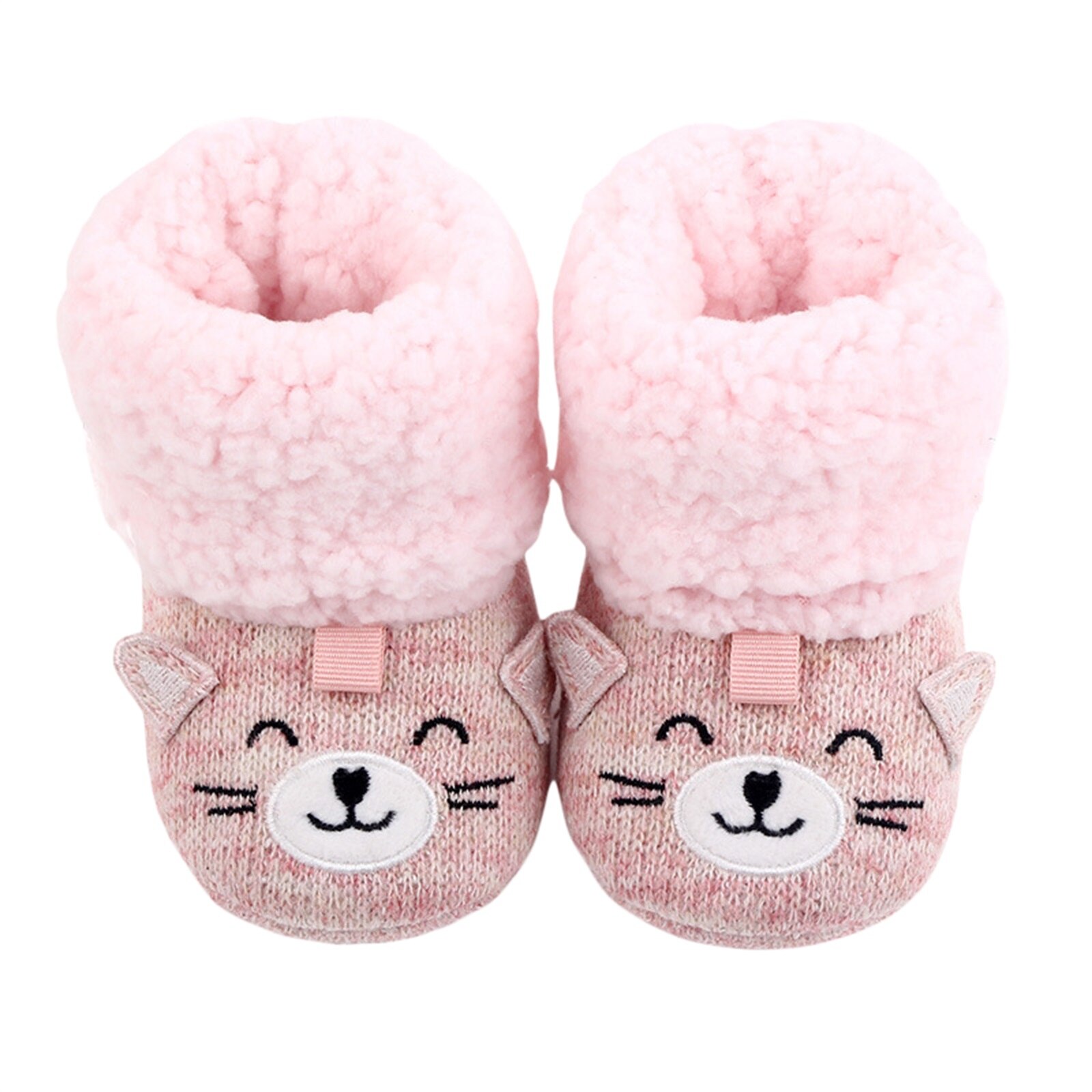 Niedliche babyschuhe mit flauschigem bärenmuster für herbst und Winter, lang geschnitten #39 warm und mit weicher sohle, Ideal für partys und fotoshootings.: Rosa / 19-24 monate