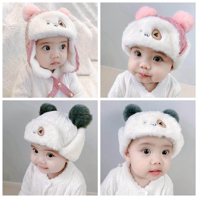 Baby Boys Girls Hat Kids Children Cute Ear Flap Muff Winter Warm Plush Cotton Cap