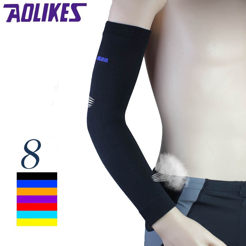 AOLIKES-Calentadores de brazo elásticos para baloncesto, manguitos de voleibol, transpirables, coderas de ciclismo, soporte de compresión, 1 unidad
