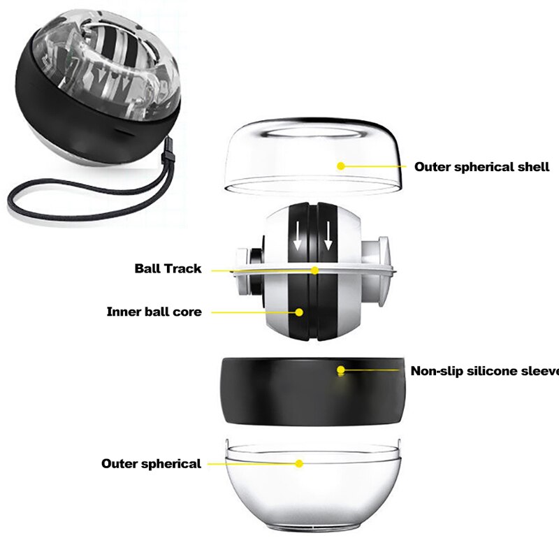 LED Light Muscle Power Ball Self-start Wrist Ball Trainer Relax Gyroscope Gyro Arm Exerciser Strengthener Fitness Equipments