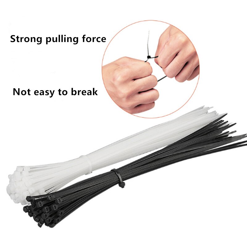 100 stücke von selbst-Verriegelung kunststoff Nylon krawatten 3*60-5*300 multi spezifikation zug krawatten, nicht leicht zu brechen kabel reißverschlüsse