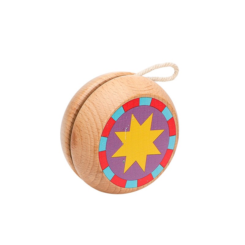 1Pc bambini di piccole dimensioni palla yo-yo in legno colorato modello diverso giocattoli divertenti bambini corda classica giocattoli allenamento a mano regali per bambini: 5