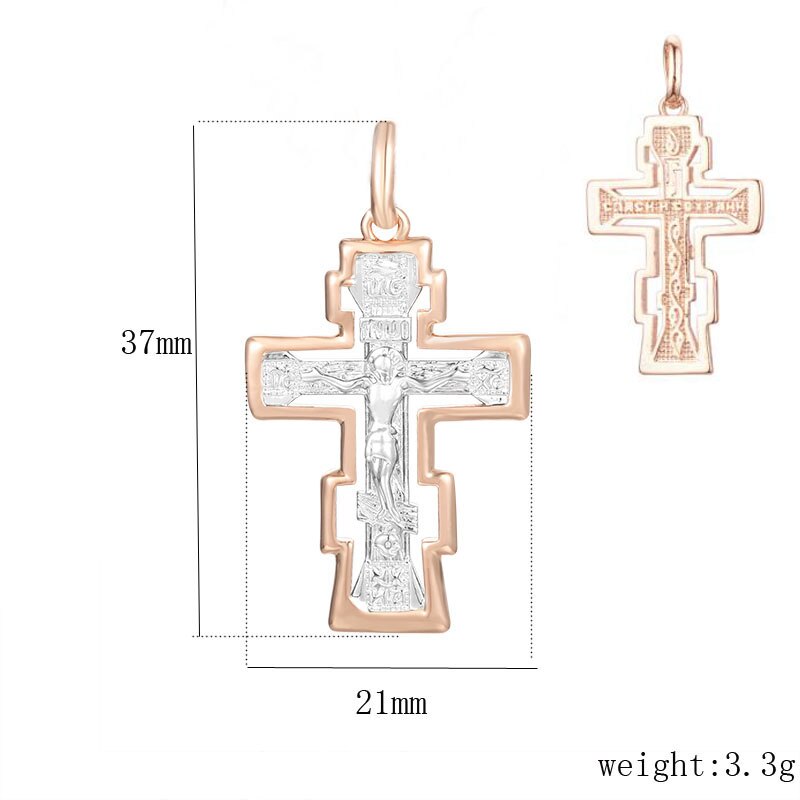 6 Style FJ Jewelry Women Mens Necklace Pendant 585 Rose Gold Color Mixed Cross Crucifix Pendants Snail Chains: PN0143