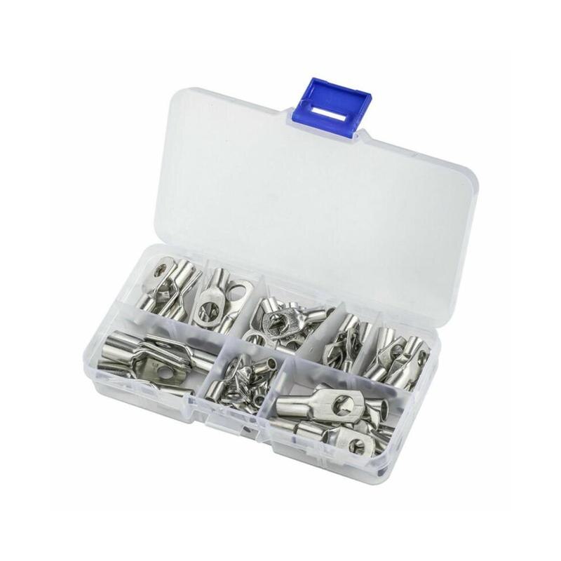 140PCS/SET SC25-6 25-8 25-10 25-12 Copper Cable Lug Kit Cable Lugs Nose Hole Terminals Battery Copper Bolt Connector Tinned U5E6