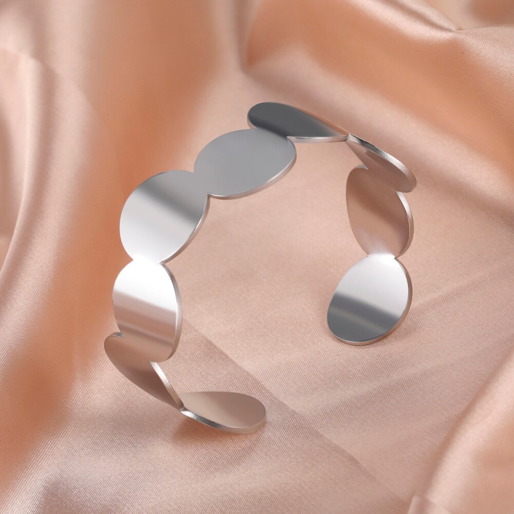 Skyrim bracciale rigido regolabile semplice in acciaio inossidabile con bracciale tondo geometrico per gioielli da donna per matrimonio