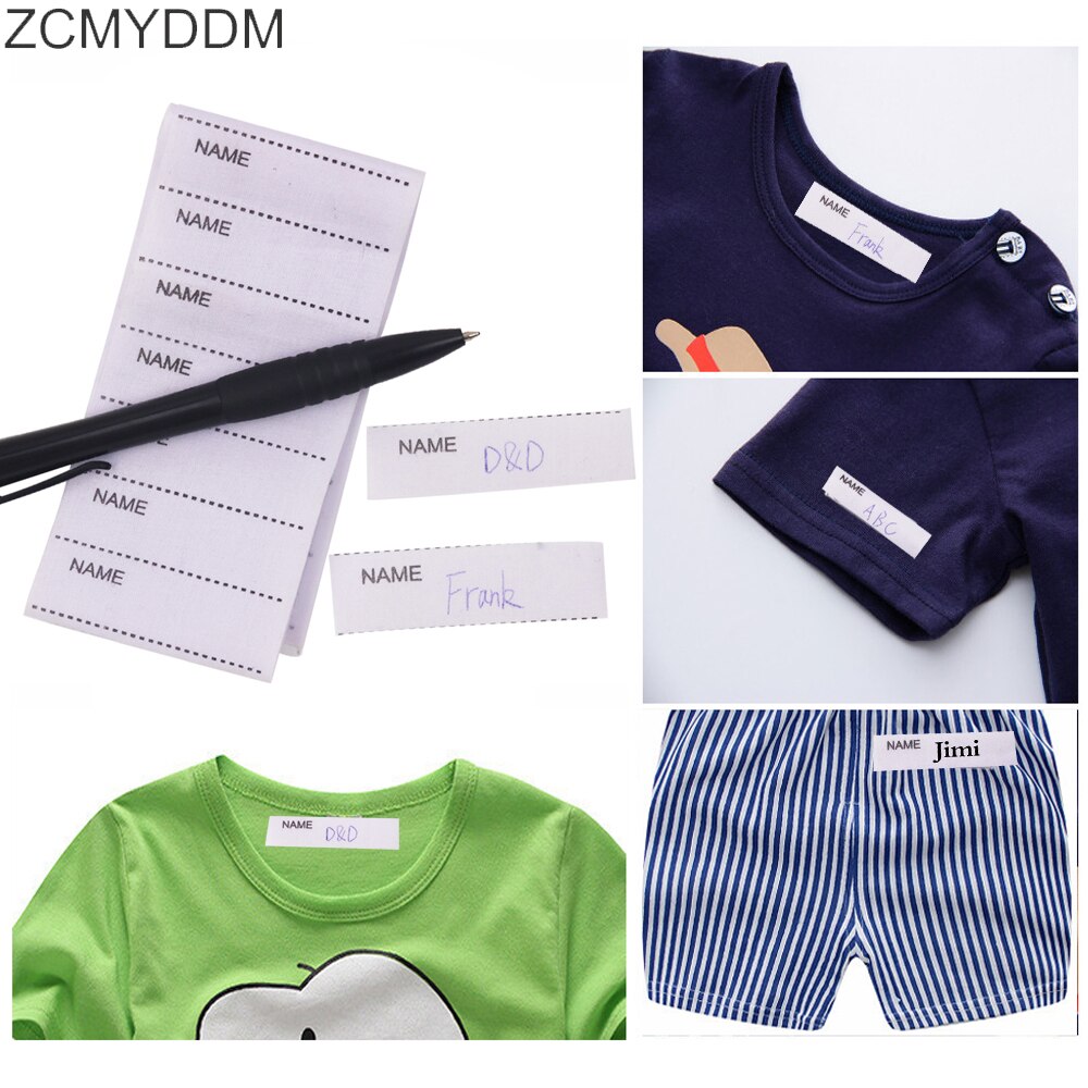 ZCMYDDM 200PCS Iron on Name Labels Garment Fabric with Marker pen for Clothes Labels DIY Sewing Accessories
