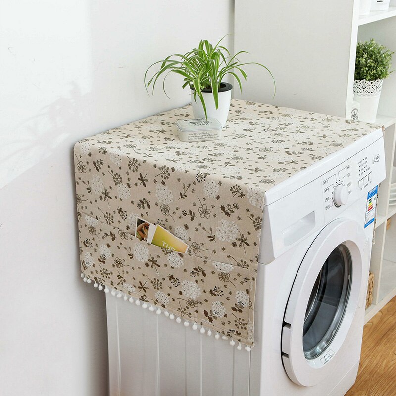 1pc Geometric Refrigerator Cloth Single Door Refrigerator Dust Cover Pastoral Double Open Towel Washing Machine Cover Towel: 04-55x130