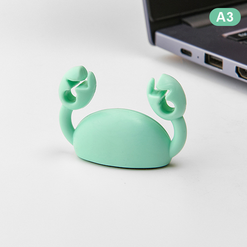 Cute Crab Cable Organizer Clip Data Cable Stand Mobile Phone Charging Cable Organizers Fixer Desk Self-Adhesive Wire Tidy Holder: Blue