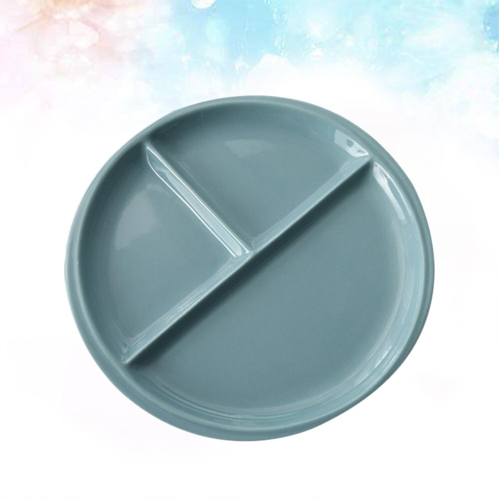 1PC Round Ceramic Plates Simple Three Compartments 10 Inches Porcelain Plate for Home Decor
