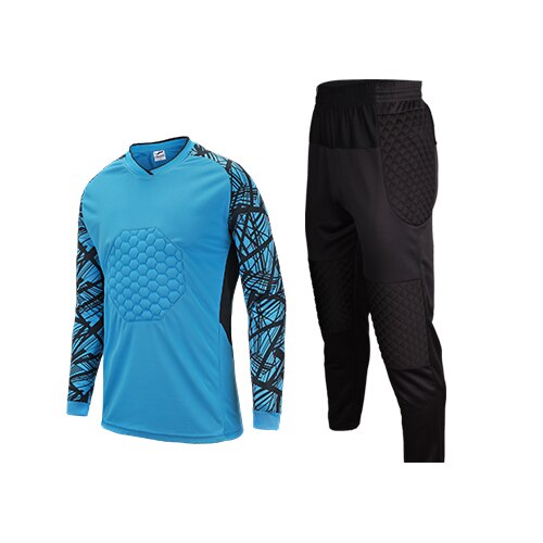 Autunno Inverno degli uomini di guanti Da Portiere di Calcio Uniforme SuitLong Uniformi di Formazione di Calcio a maniche corte Vestiti di Sport: 025Blue / L