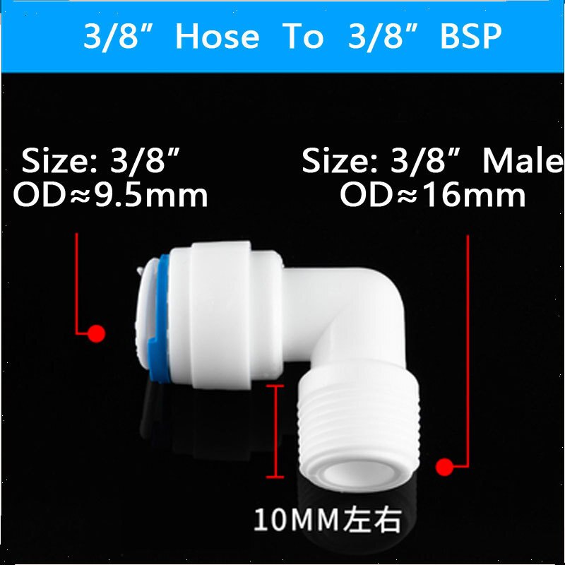 RO Acqua Gomito Attacco Rapido Raccordo 1/4 "3/8" OD Tubo Flessibile di 1/4 "3/8" 1/2 "BSP Maschio sistema Ad Osmosi inversa Connettore Tubo di Plastica