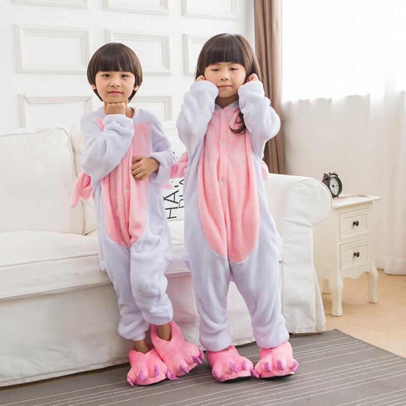 Kid Pink Unicorn Kigurumi Onesies For Girls Boys Child Anime Cosplay Jumpsuit Funny Fantasia Winter Animal Cartoon Onepiece