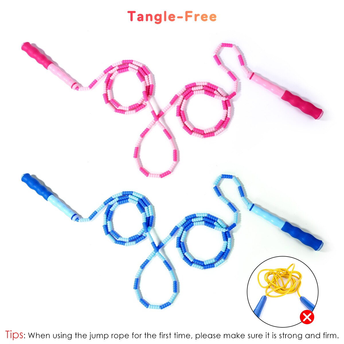 MOVTOTOP 2pcs Jump Ropes Adjustable Tangle-free Skipping Ropes Soft Beaded Ropes Jumping Rope for Teens Toddlers Adults A35