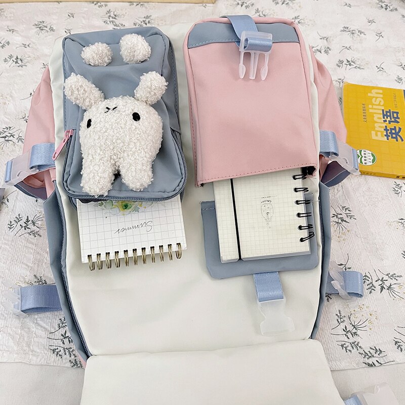 Patchwork Girls Backpacks Preppy Style Large Capacity for Teenagers Waterproof School Bags Shoulder Bags