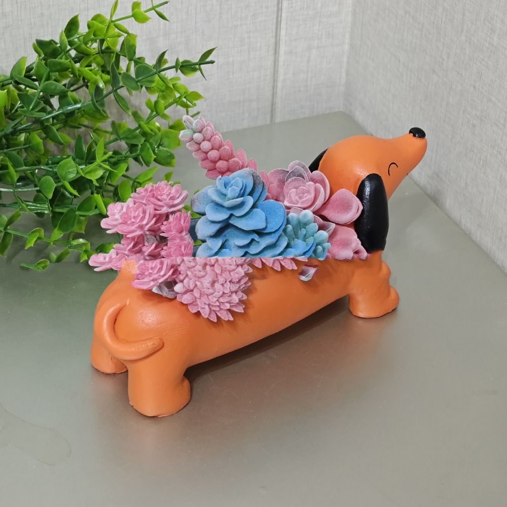 Tuin Decor Hars Hond Plant Pot Leuke Gesimuleerde Teckel Bloempot Cartoon Hydrocultuur Bloemenhouder Balkon