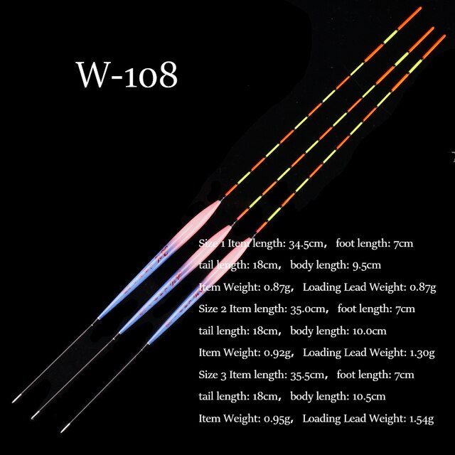 3 st/parti fiskeflöten 1-3#  flöten i komposit nanoplast för fiske med bobbers för sötvattensfiske: W -108