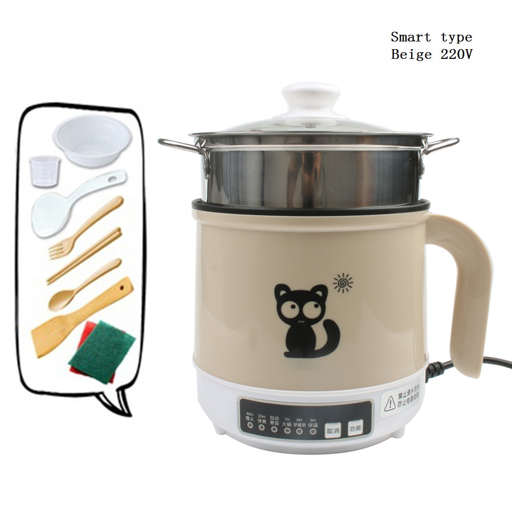 DMWD 220V Multifunctional Electric Cooking Pot Steaming / Boiling / Stewing Mini Hotpot Non-stick Egg Cooker For 1-2 People: Yellow