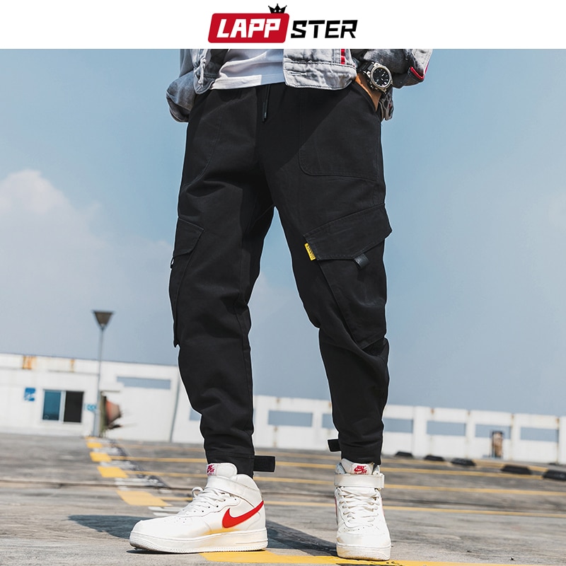 Lappster mænd streetwear hip hop cargo bukser overalls herre sorte casual harajuku sweatpants mandlige farverige joggerbukser 3xl