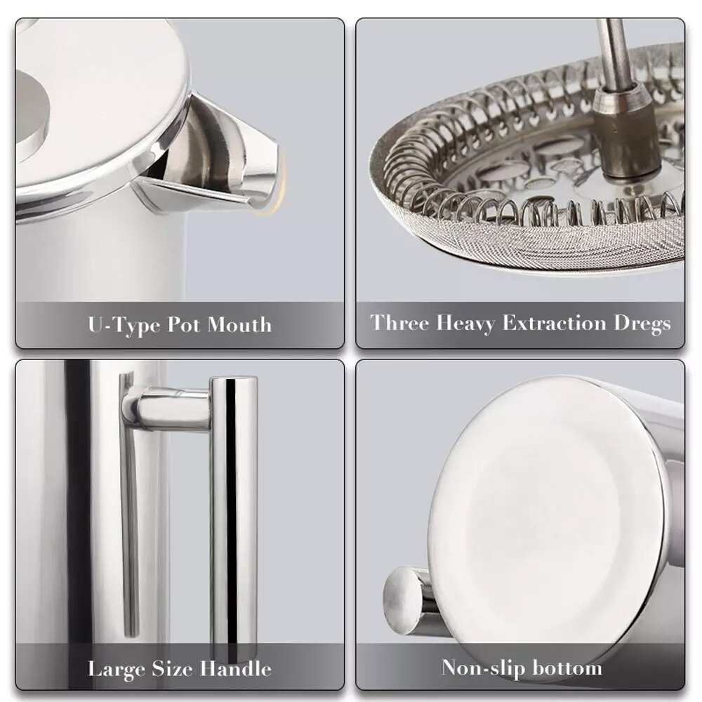 Coffee Maker French Press Stainless Steel Espresso Coffee Machine Double-Wall Insulated Coffee Tea Maker Pot