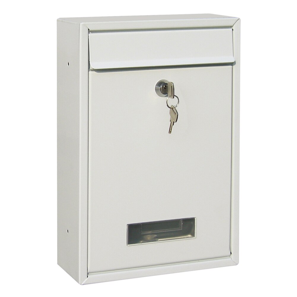 Buzón de hierro con llave y contraseña para exteriores, accesorio de pared para colgar con llave, montado en la pared, WF: WHITE