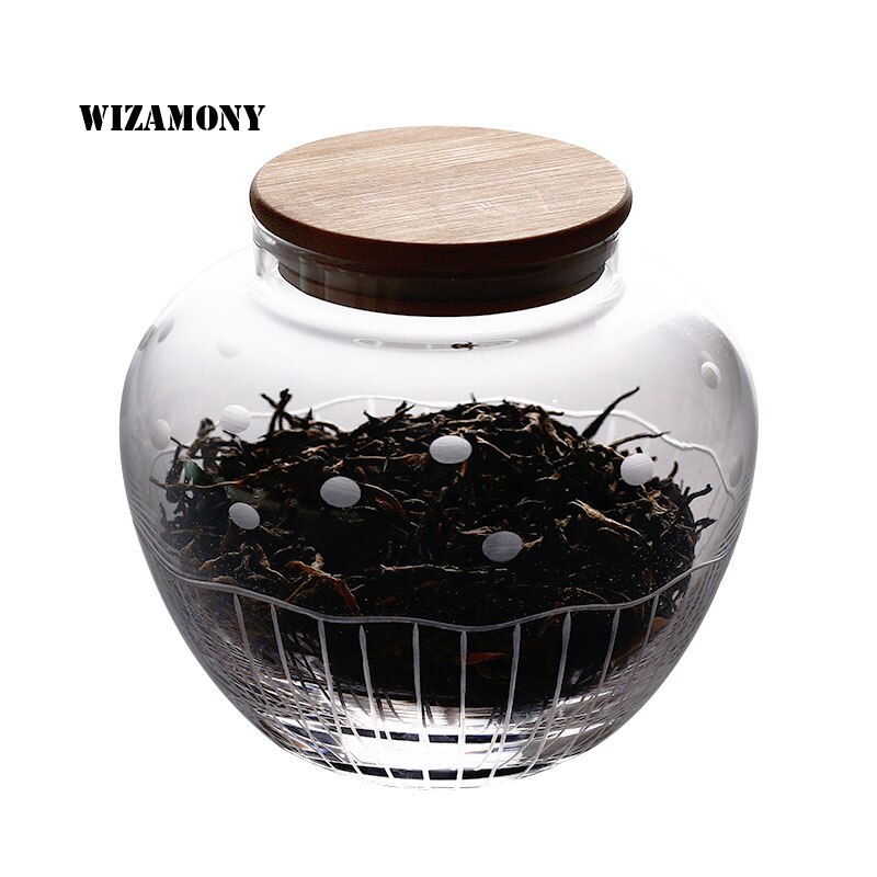 WIZAMONY Borosilicate Glass Tea Caddy Tea Jar Canister Portable Travel Storage Bottles Sealed Tank Jar Food Candy Jar