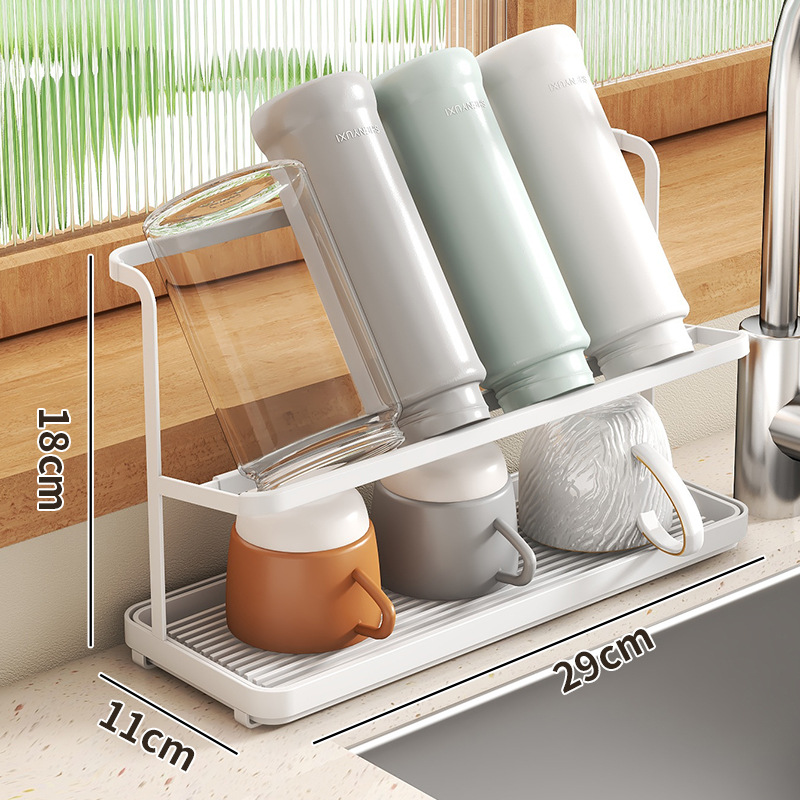 Coffee Cup Stand Cup Rack Multifunctional Storage Rack Household Removable Non Slip Mugs Cups Organizer Cup Drying Rack: Light Grey
