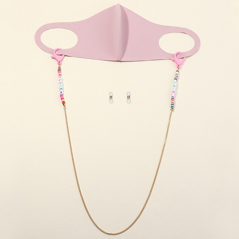 Handy & Convenient Safety Mask Rest Ear Holder Rope Beads Butterfly Rose Flower Neck Strap Mask Lanyard DIY Accessories 1PC: 8-only chains