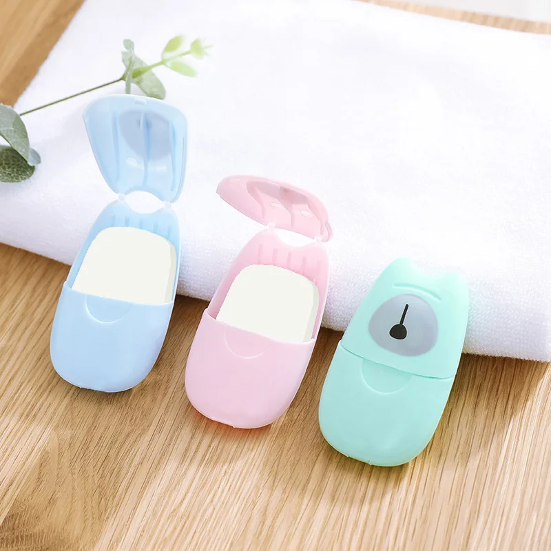 Papel de jabón desechable de viaje, jabón de manos pequeño portátil, 50 paquetes/caja, productos de baño, papel de jabón de Hotel, jabón portátil