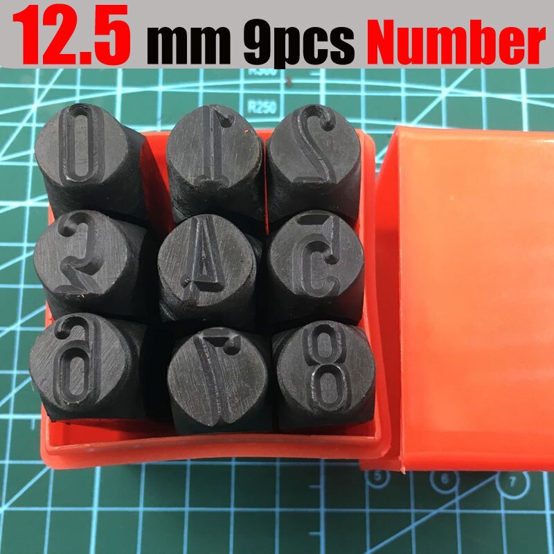 Matrice en acier En Métal Estampage kit Outil de Poinçon Numéro Lettre Alphabet Timbres Outils BIJOUX À BRICOLER SOI-MÊME En Métal Argenté Or En Cuir LOGO TIMBRE: 12.5mm Number