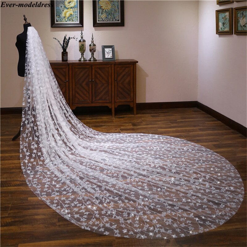 Jahrgang Elfenbein Champagner Lange Braut Schleier Mit Kamm funkeln Eine Schicht Hochzeit Schleier Schnittkante Hochzeit Zubehör Schleier Mariage: Weiß / 75cm