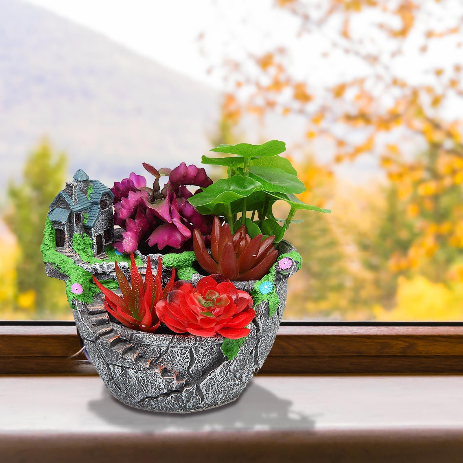 40# Resin Flowerpot Succulent Plants Planter Flower Pot Desktop Potted Holder Home Garden Decoration Bonsai Pots Plants Holder