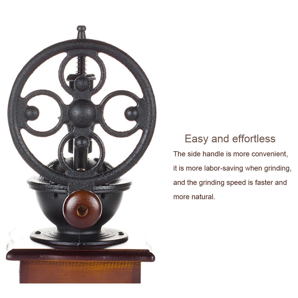 Manual Coffee Grinder Vintage Style Wooden Coffee Grinder Roller Grain Mill Hand Crank Coffee Grinder