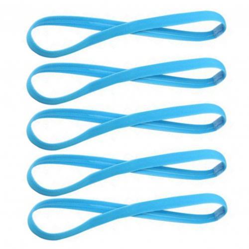 Bandas para el pelo para hombre y mujer, cinta para el pelo de Color caramelo, cinta deportiva antideslizante para correr, banda elástica de goma para el sudor, accesorios para el cabello de fútbol, 5 uds.: Azul