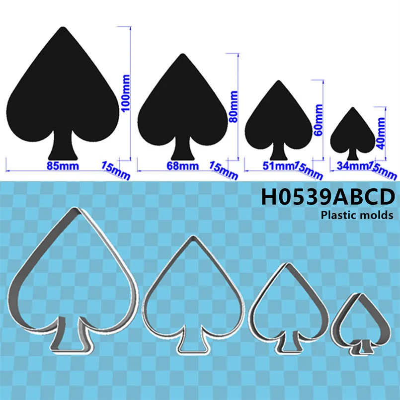 Cartoon Playing Card King,Spades Hearts Clubs Diamonds,Plastic Mold,Cake Fondant Tools,Cookie Sushi and Fruits Cutters: Burgundy