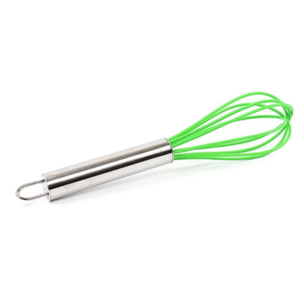 Mini batidor de silicona multifuncional rotatorio batidor Manual para huevos, herramienta para hornear de acero inoxidable, agitador de huevos, utensilios de cocina: Green