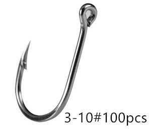 100 Stuks Van 10 Stuks Koolstofstaal Prikkeldraad Karper Vissen Haak Set Retail Originele Doos Vissen Tools: Hole hook Black