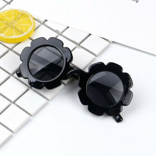 Cute Toddler Beach Flower Goggles Infant Baby Kids Unisex Child Plastic UV400 Frame Sunglasses Girl Boys Summer Outdoor Glasses: Black